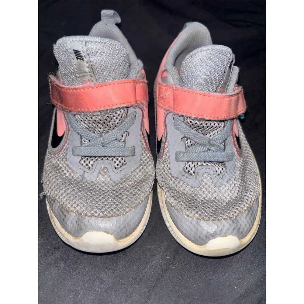 Nike Downshifter 9 Toddler Girls Sneakers Gray Pink Hook & Loop Size 9C